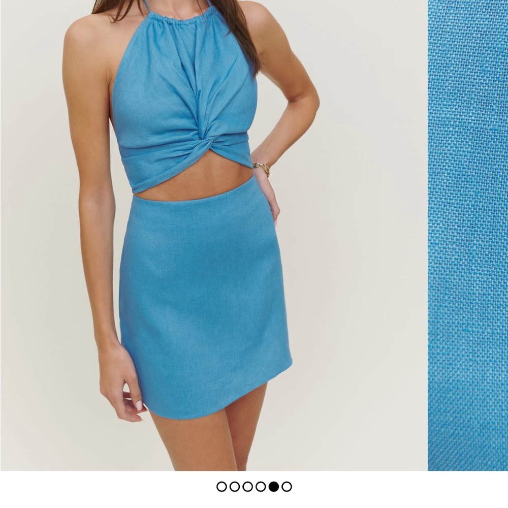 Reformation veranda linen skirt blue